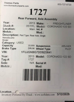 2013 FREIGHTLINER CORONADO 122 SD Rear Axle Assembly